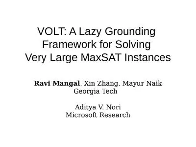 VOLT:  A Lazy Grounding