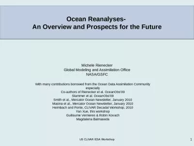 Ocean Reanalyses-  An  Overview