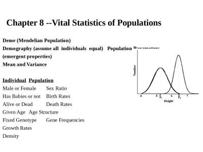 Chapter  8 -- Vital Statistics of Populations