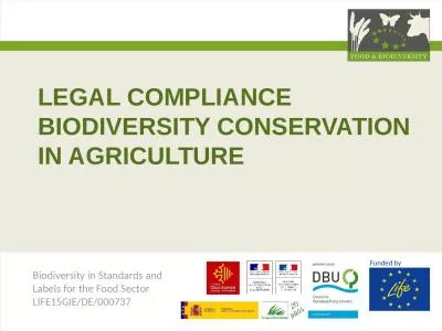 LEGAL COMPLIANCE BIODIVERSITY CONSERVATION IN AGRICULTURE