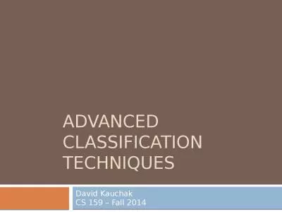 Advanced Classification techniques