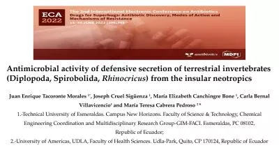 Antimicrobial activity of defensive secretion of terrestrial invertebrates (Diplopoda,