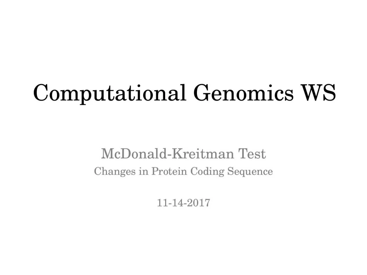 PPT-Computational Genomics WS