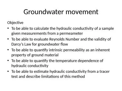 Groundwater movement Objective