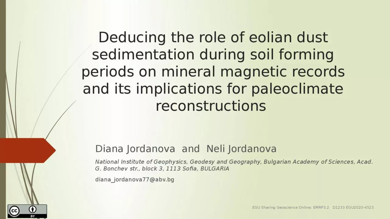 PPT-Deducing the role of eolian dust sedimentation during soil forming periods on mineral