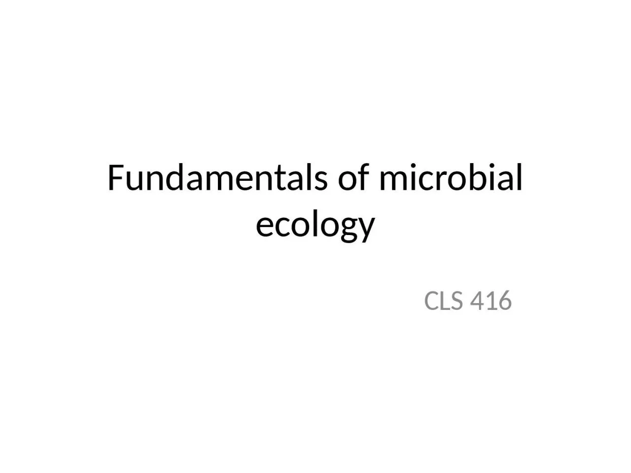 Fundamentals of  microbial