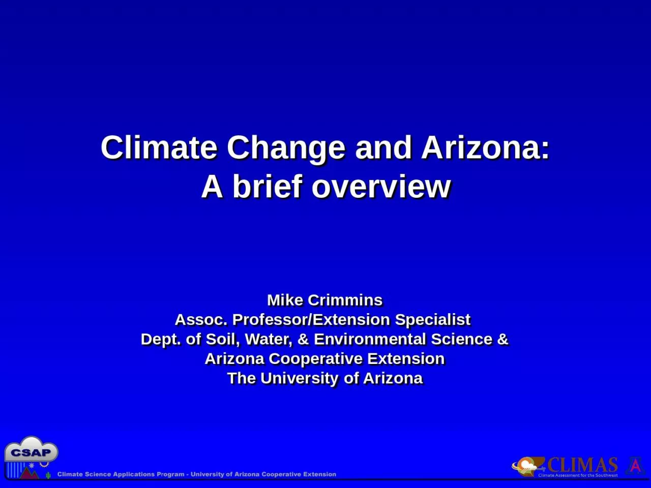 PPT-Climate Change and Arizona: