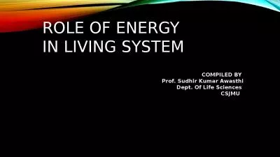 ROLE OF ENERGY IN LIVING SYSTEM