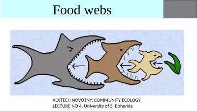 Food webs VOJTECH NOVOTNY: COMMUNITY ECOLOGY LECTURE NO 4, University of S. Bohemia