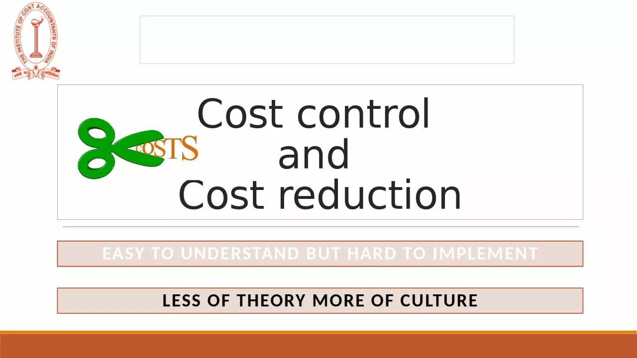 Cost control  and  Cost reduction