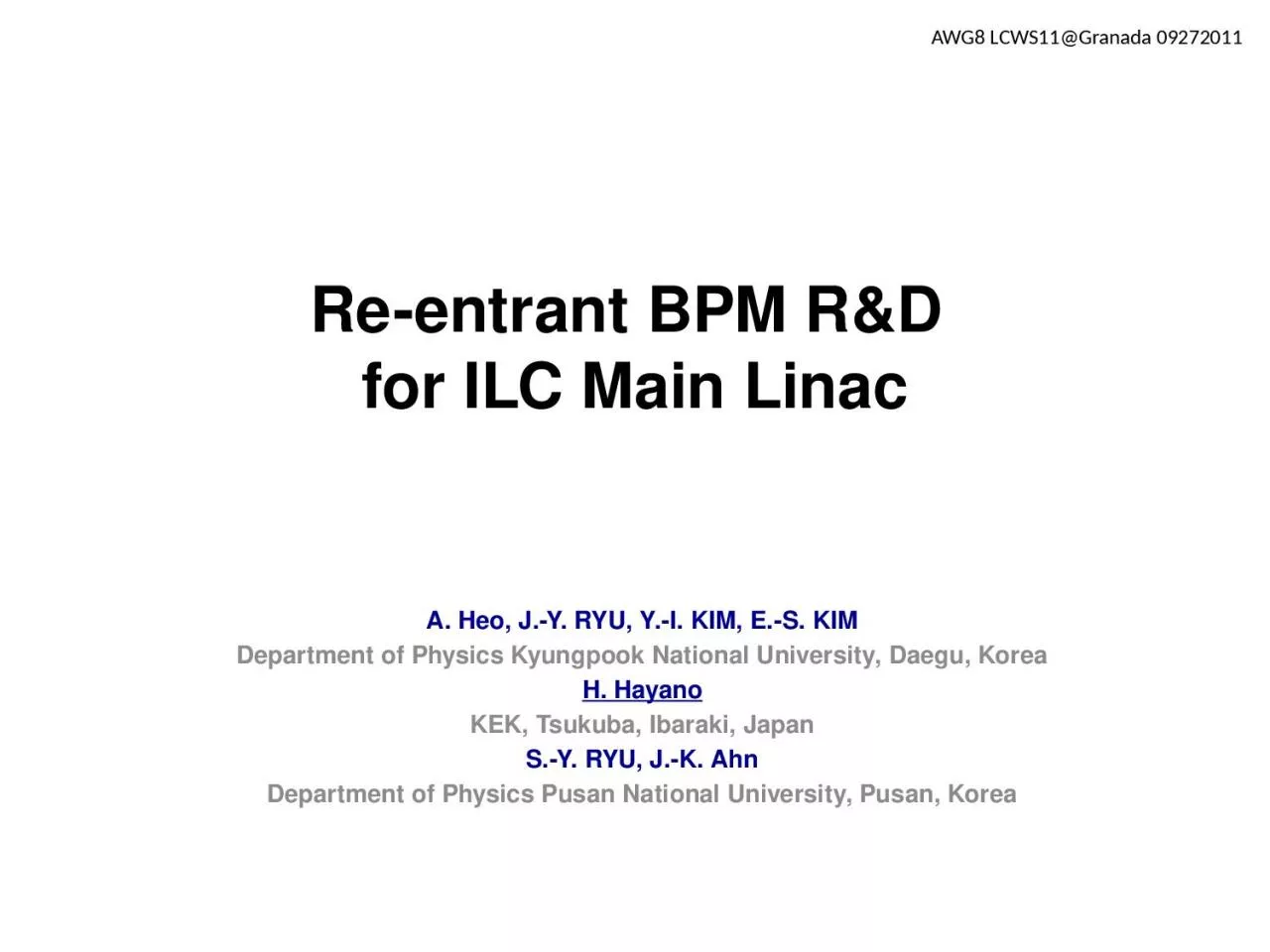 PPT-Re-entrant BPM R&D for ILC Main