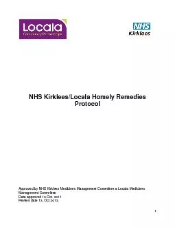 NHS Kirklees/Locala Homely Remedies