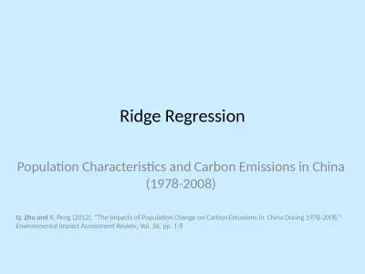 Ridge Regression Population Characteristics and Carbon Emissions in China (1978-2008)