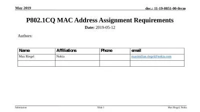 P802.1CQ MAC Address Assignment Requirements