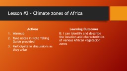 Lesson #2 – Climate zones of Africa