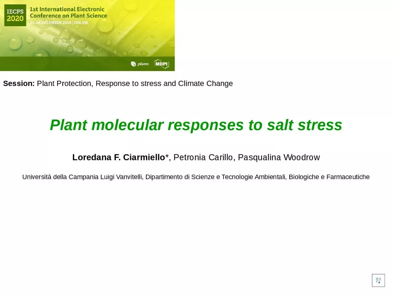 PPT-Session: Plant Protection, Response to stress and Climate Change 