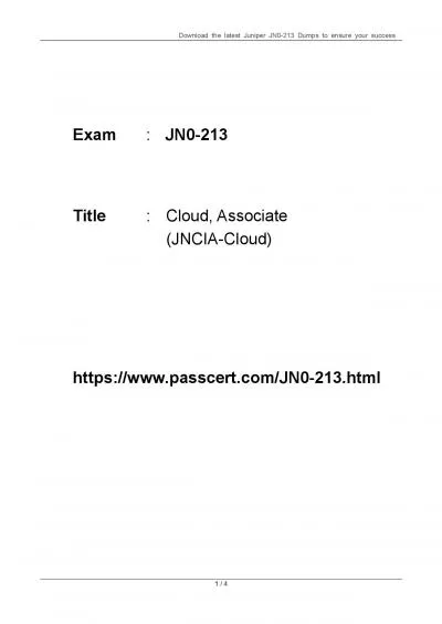 Cloud, Associate (JNCIA-Cloud) JN0-213 Dumps