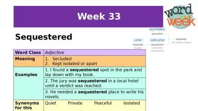 Week 33 Sequestered   Word Class