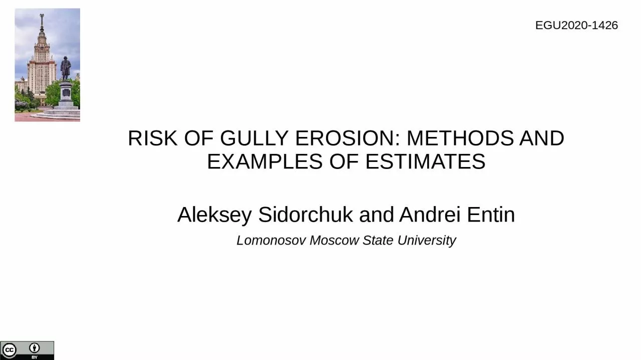 PPT-RISK OF GULLY EROSION: METHODS AND EXAMPLES OF ESTIMATES