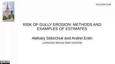 RISK OF GULLY EROSION: METHODS AND EXAMPLES OF ESTIMATES