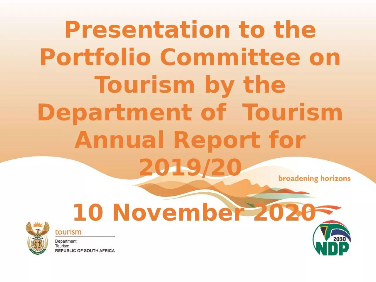 Presentation to the Portfolio Committee on Tourism by the Department
