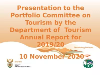 Presentation to the Portfolio Committee on Tourism by the Department