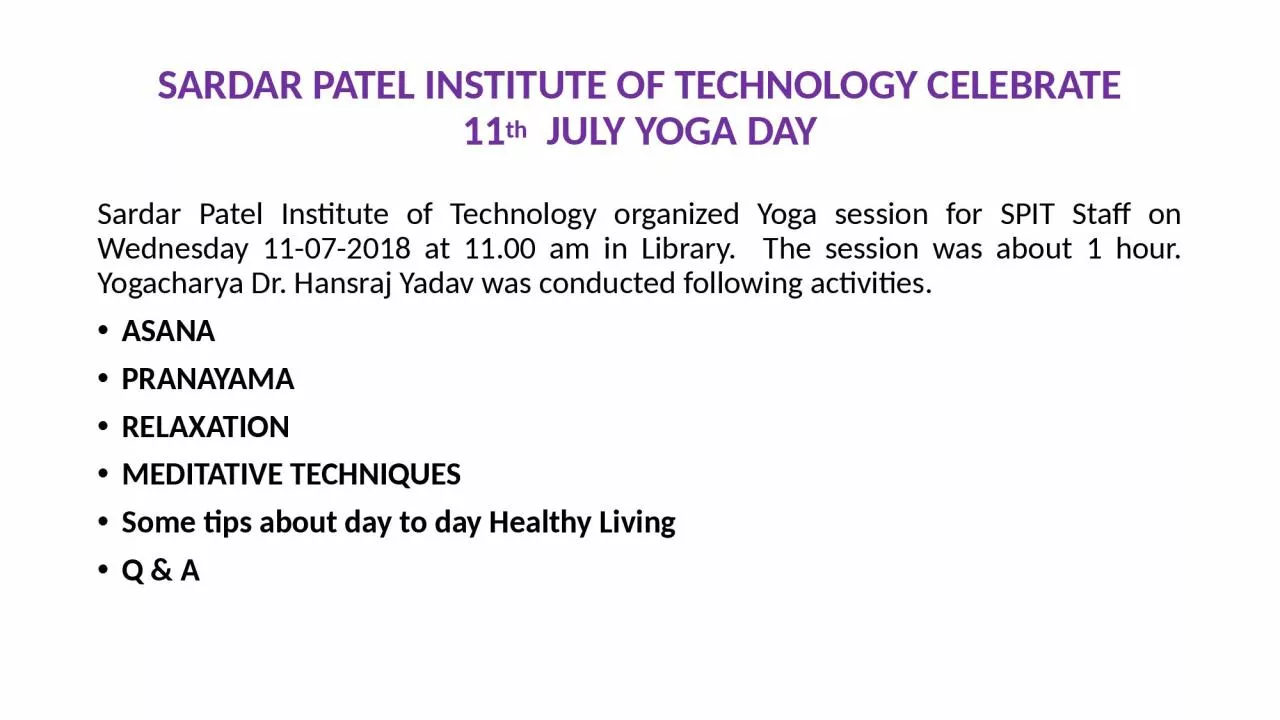 PPT-SARDAR PATEL INSTITUTE OF TECHNOLOGY CELEBRATE