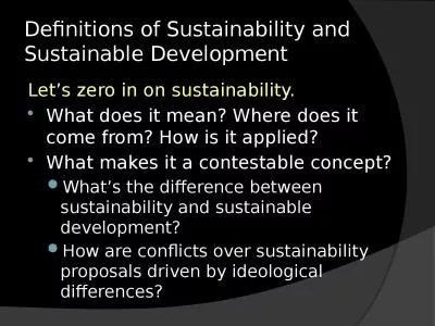 Definitions of Sustainability and Sustainable Development