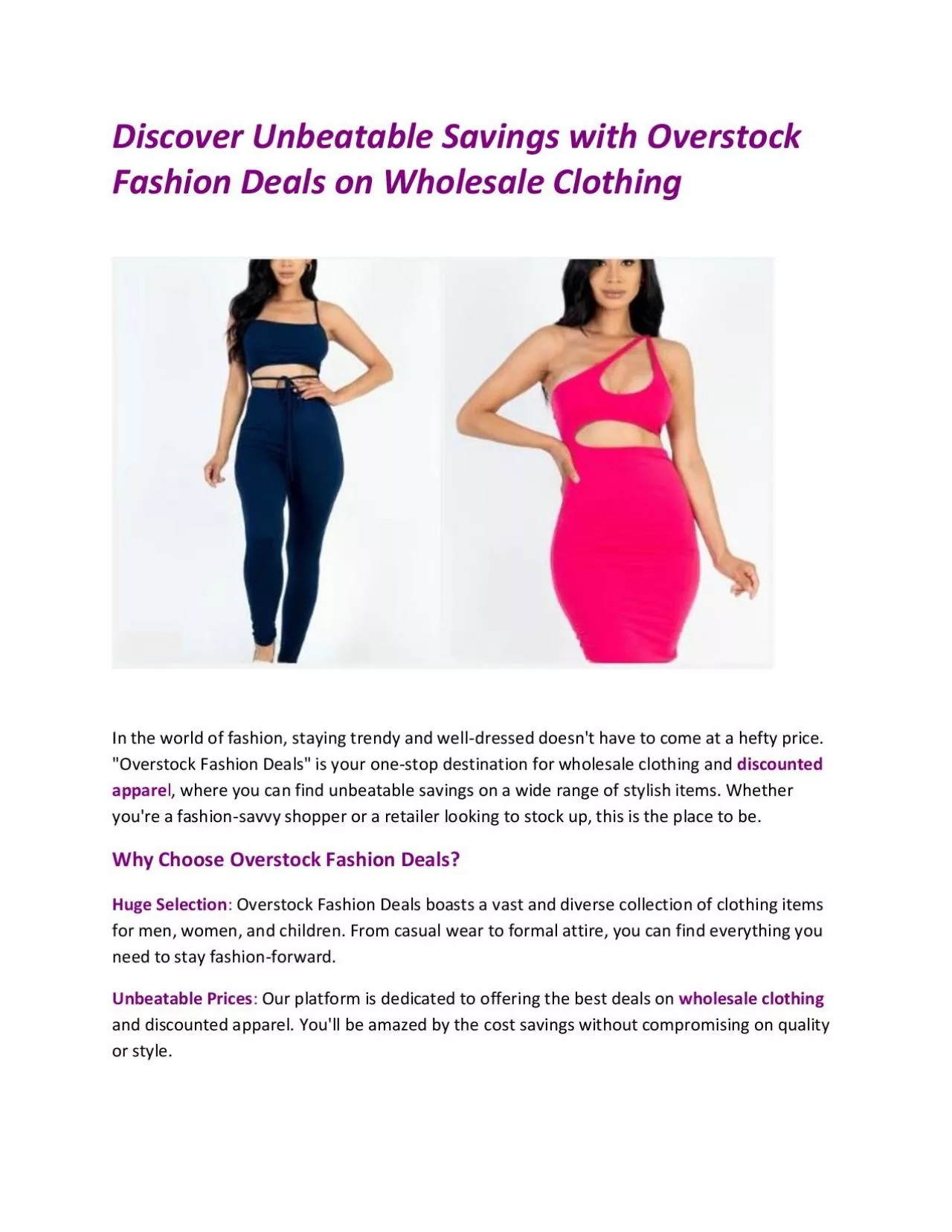 PDF-Discover Unbeatable Savings with Overstock Fashion Deals on Wholesale Clothing