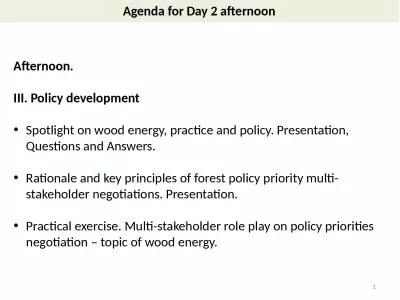 Agenda for Day  2 afternoon