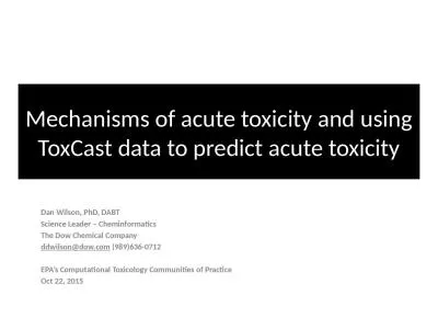 Mechanisms of acute  toxicity and using