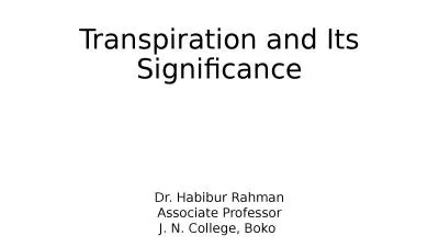 Transpiration and Its Significance