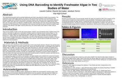 Using DNA Barcoding to Identify Freshwater Algae in Two Bodies of Water