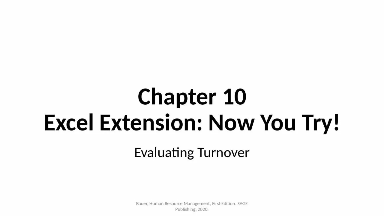 Chapter 10 Excel Extension: Now You Try!
