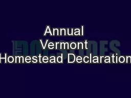 Annual Vermont Homestead Declaration