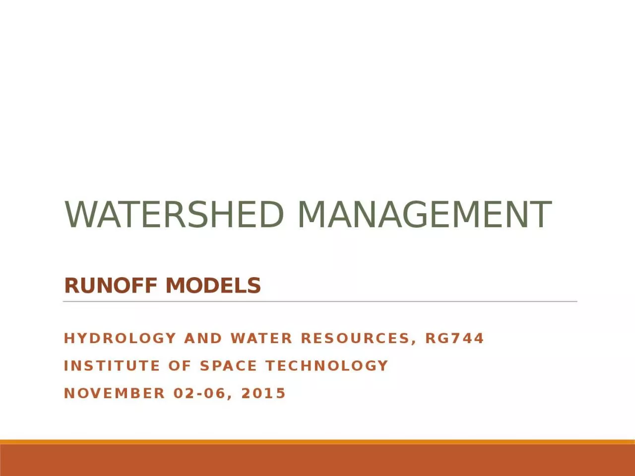 PPT-Watershed Management Runoff models