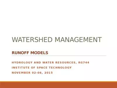 Watershed  Management Runoff models