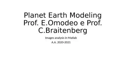 Planet Earth  Modeling Prof.