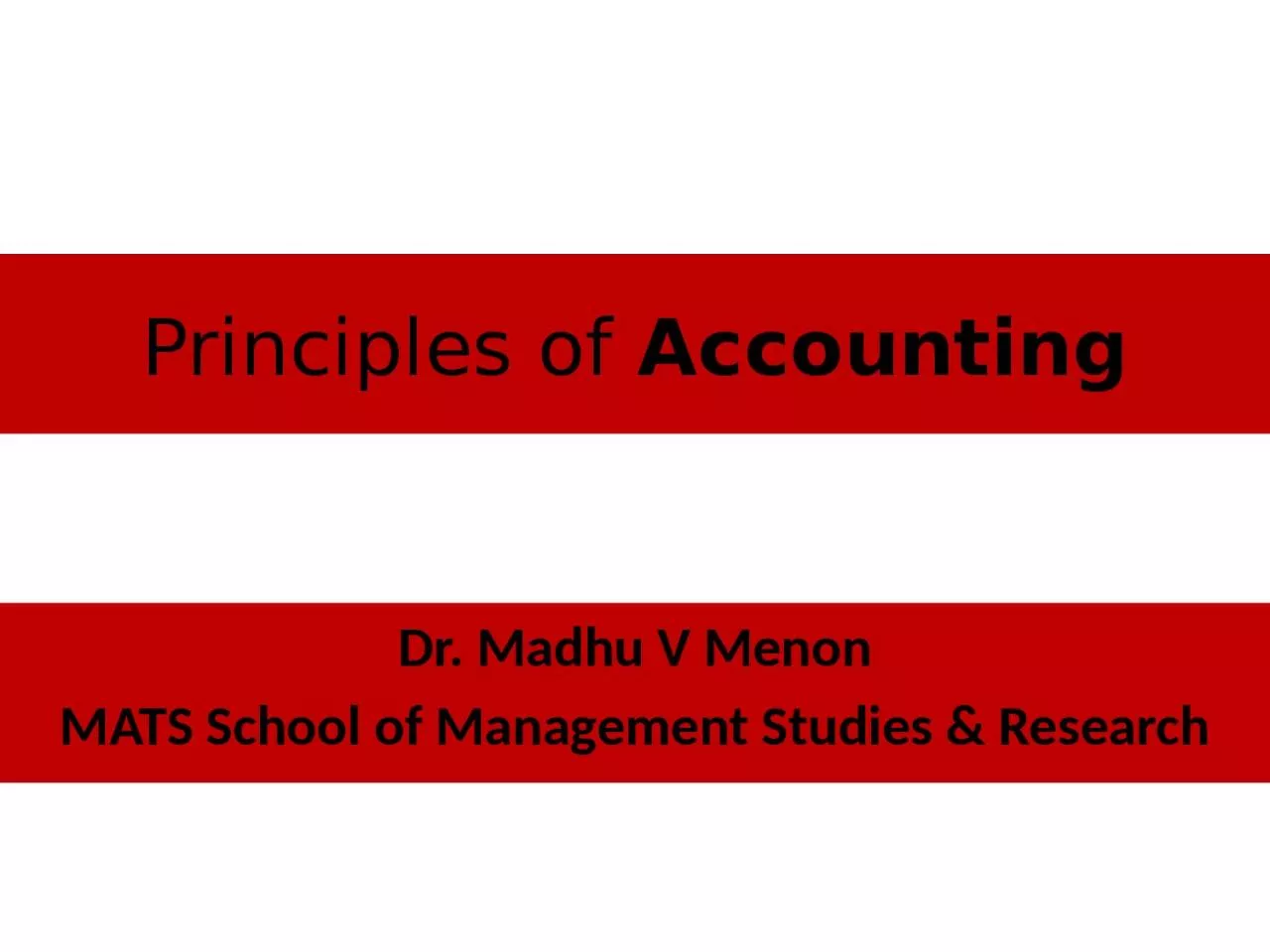 Principles of  Accounting