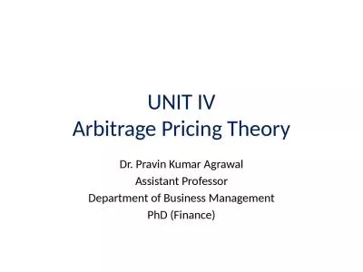 UNIT IV Arbitrage Pricing Theory