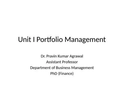 Unit I Portfolio Management