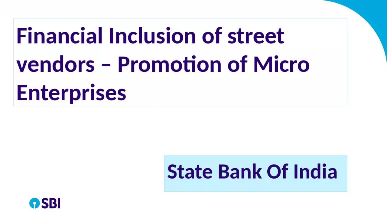 PPT-Financial Inclusion of street vendors – Promotion of Micro