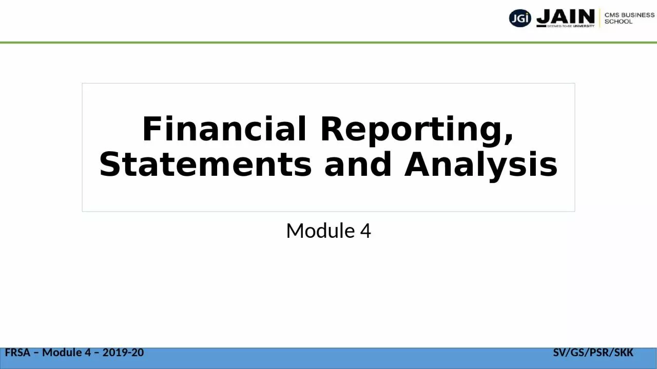Module 4 Financial Reporting,