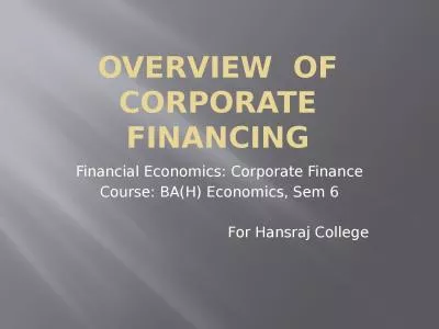 Overview  of Corporate Financing