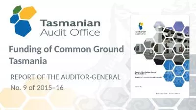 Funding of Common Ground Tasmania