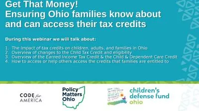 Get That Money!  Ensuring Ohio families know about and can access their tax credits