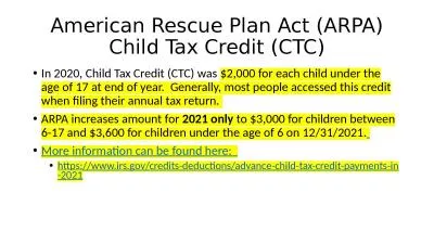 American Rescue Plan Act (ARPA)