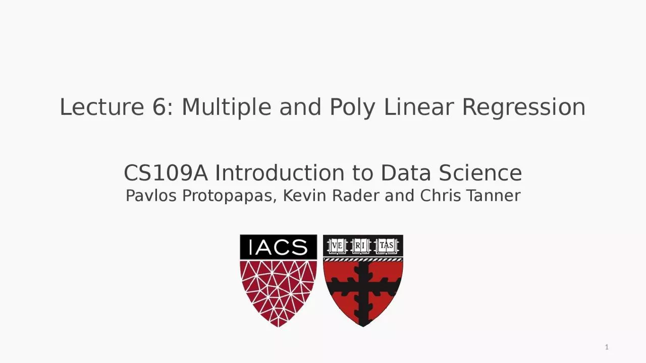 Lecture  6 :  Multiple  and Poly Linear Regression