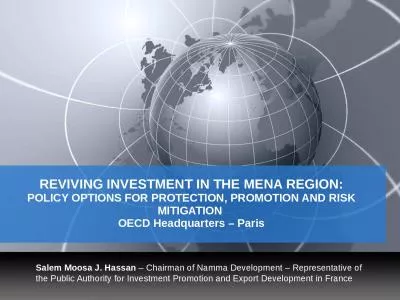 REVIVING  INVESTMENT IN THE MENA REGION