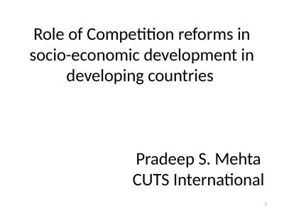 Role  of Competition reforms in socio-economic development in developing countries